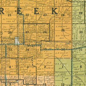 Vintage Map of White County, Indiana 1910