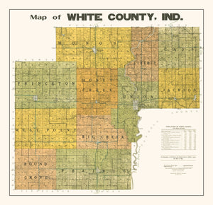 Vintage Map of White County, Indiana 1910