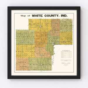 Vintage Map of White County, Indiana 1910