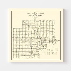 Vintage Map of White County, Indiana 1909
