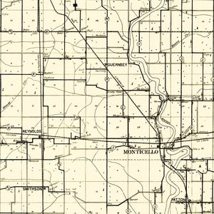 Vintage Map of White County, Indiana 1909