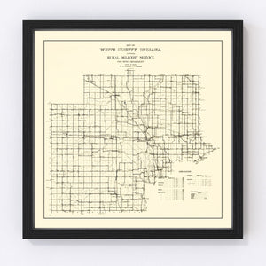 Vintage Map of White County, Indiana 1909