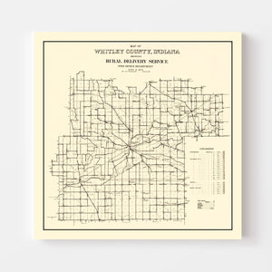 Vintage Map of Whitley County, Indiana 1910
