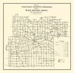 Vintage Map of Whitley County, Indiana 1910