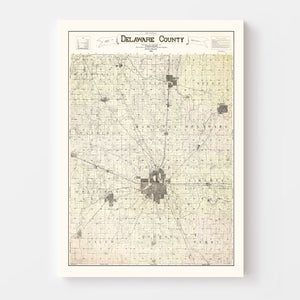 Vintage Map of Delaware County, Indiana 1904