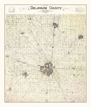 Vintage Map of Delaware County, Indiana 1904