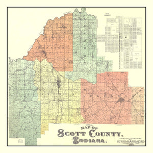 Vintage Map of Scott County, Indiana 1906