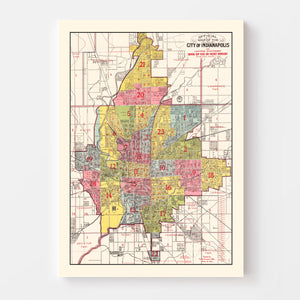 Vintage Map of Indianapolis, Indiana 1938