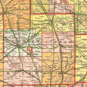 Vintage Map of Indiana 1918