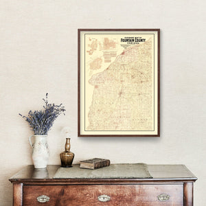 Vintage Map of Fountain County, Indiana 1897