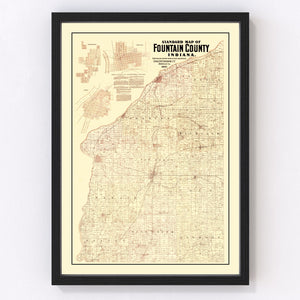 Vintage Map of Fountain County, Indiana 1897