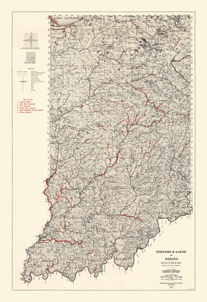 Vintage Map of Indiana 1933