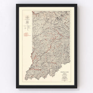 Vintage Map of Indiana 1933