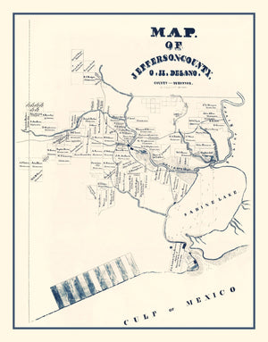 Vintage Map of Jefferson County, Texas 1840