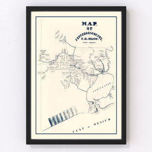 Vintage Map of Jefferson County, Texas 1840