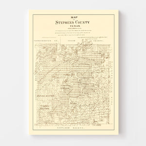 Vintage Map of Stephens County, Texas 1879