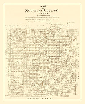 Vintage Map of Stephens County, Texas 1879