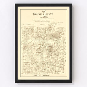 Vintage Map of Stephens County, Texas 1879