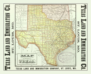 Vintage Map of Texas 1876