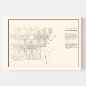 Vintage Map of Brownsville, Texas 1878