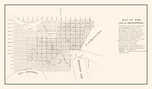 Vintage Map of Brownsville, Texas 1878