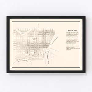 Vintage Map of Brownsville, Texas 1878