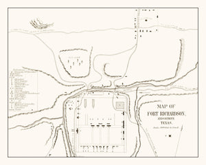 Vintage Map of Fort Richardson, Texas 1870