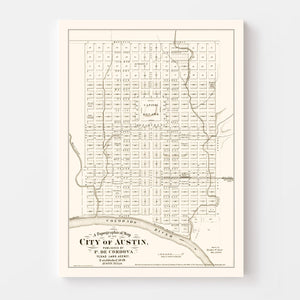 Vintage Map of Austin, Texas 1872