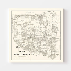 Vintage Map of Wood County, Texas 1877