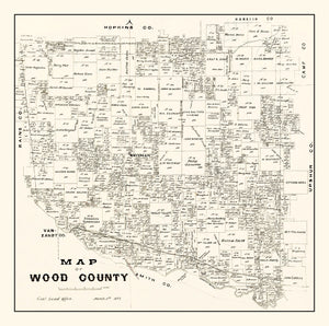 Vintage Map of Wood County, Texas 1877