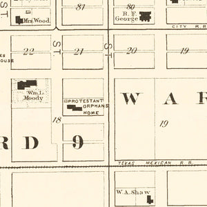 Vintage Map of Galveston, Texas 1889