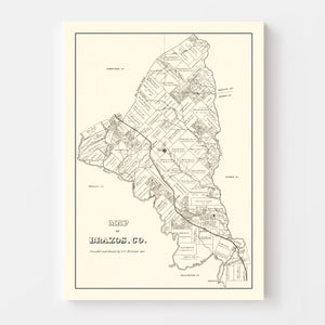 Vintage Map of Brazos County, Texas 1867
