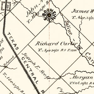 Vintage Map of Brazos County, Texas 1867