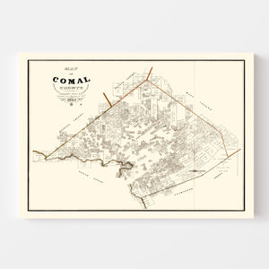 Vintage Map of Comal County, Texas 1862