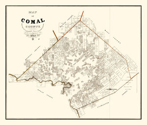 Vintage Map of Comal County, Texas 1862