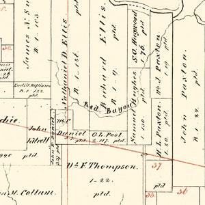 Vintage Map of Bowie County, Texas 1860