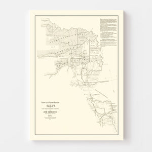 Vintage Map of Gillespie County, Texas 1850