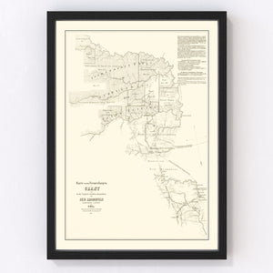 Vintage Map of Gillespie County, Texas 1850
