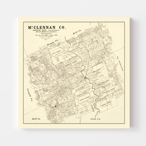 Vintage Map of McLennan County, Texas 1878