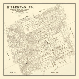 Vintage Map of McLennan County, Texas 1878