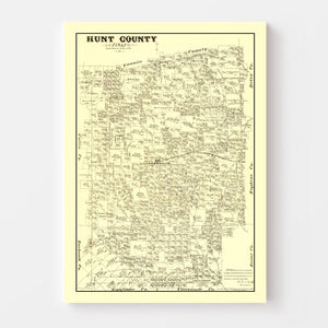 Vintage Map of Hunt County, Texas 1879