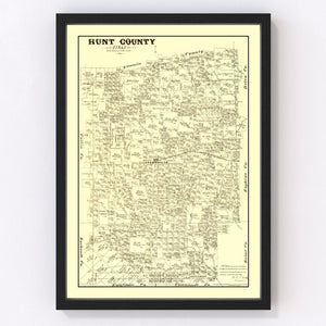 Vintage Map of Hunt County, Texas 1879