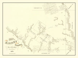 Vintage Map of Kinney County, Texas 1876