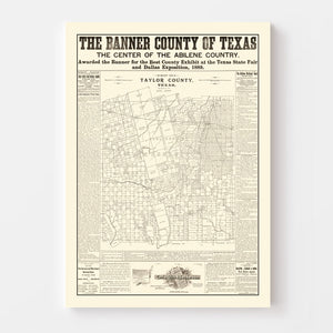 Vintage Map of Taylor County, Texas 1889