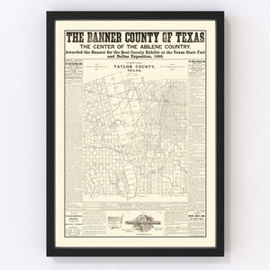 Vintage Map of Taylor County, Texas 1889