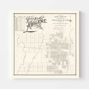 Vintage Map of Abilene, Texas 1885