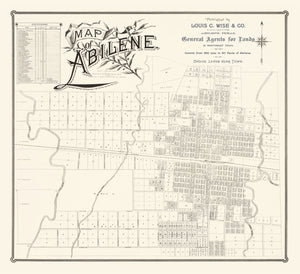 Vintage Map of Abilene, Texas 1885