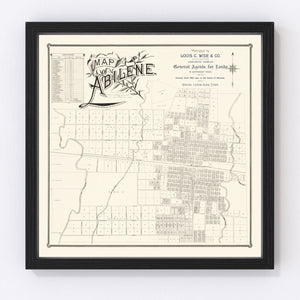 Vintage Map of Abilene, Texas 1885