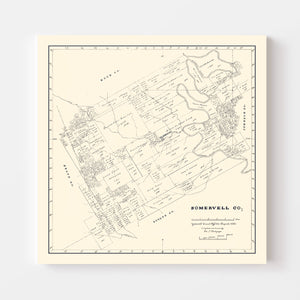 Vintage Map of Somervell County, Texas 1884