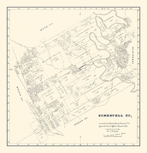 Vintage Map of Somervell County, Texas 1884